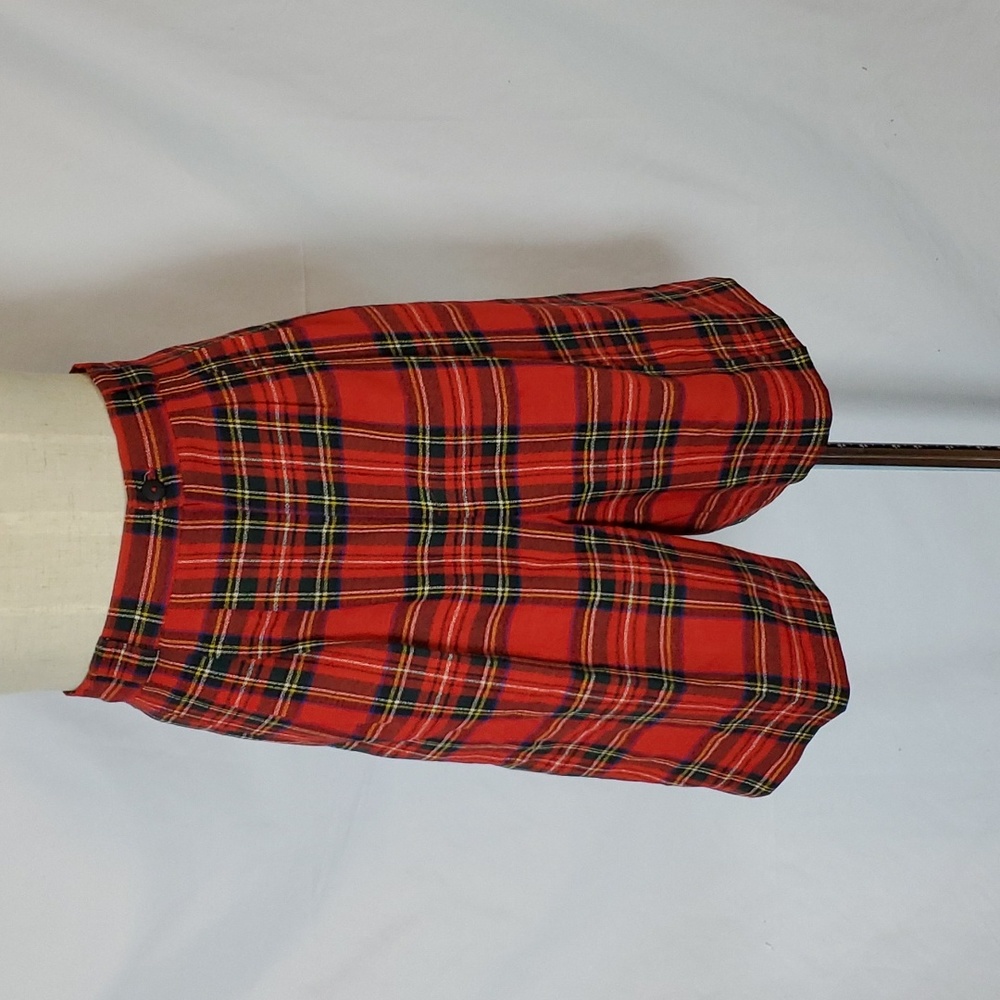 David N., M, vtg red plaid shorts, 80s